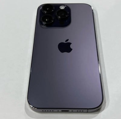 iPhone 14 Pro, 256 GB, iPhone 14 pro i farven dele purple, 256 gb
Telefonen står i perfekt stand, so