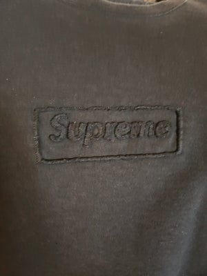 Sweatshirt, Supreme, str. L,  Sort,  Bomuld,  Næsten som ny, Supreme cut out box logo crewneck fra 2