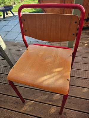 Spisebordsstol, Metal og bøg, Labofa, Super fede Labofa kantine stole i rødt metal og formpresset bø