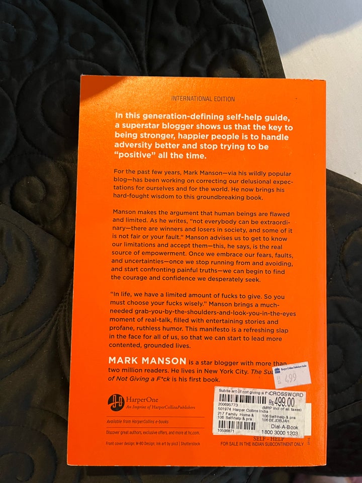 The subtle Art of not given a fuck, Mark Manson, Bogsamling