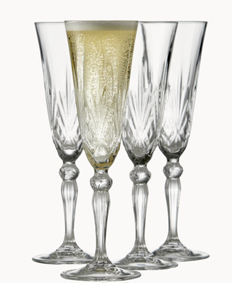 Glas, Champagneglas, Lyngby Glas, Helt Nye Smukke Melodia champagneglas fra Lyngby Glas, 16 cl - 4 s