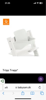 Højstol, Tripp Trapp Baby Set, Hvid. Frontbøjle og ryglæn til Tripp Trapp højstol. Købt i 2023 og br