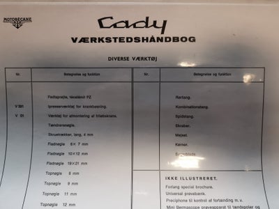 Værkstedshåndbog til Cady knallert, Cady