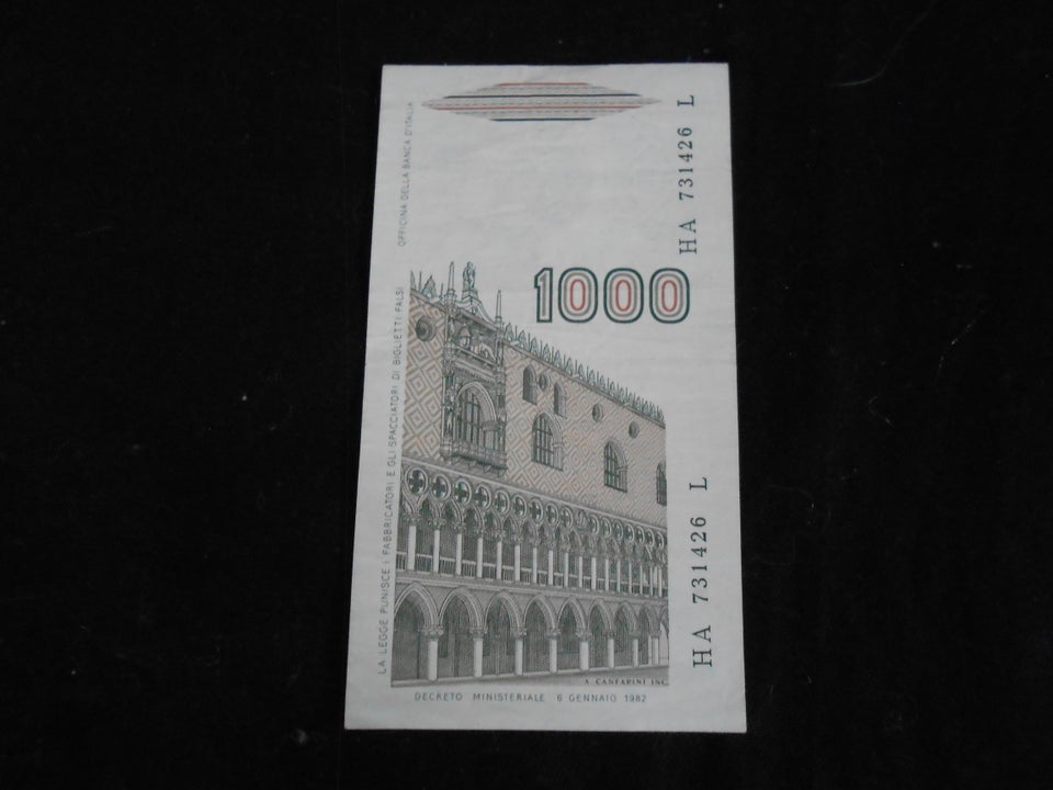 Vesteuropa, sedler, 1000 lire