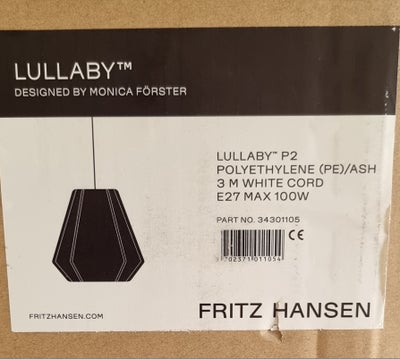 Pendel, Fritz Hansen, Ny pendel lampe fra Fritz Hansen, designet af en Monika Förster "Lullaby P2"
J
