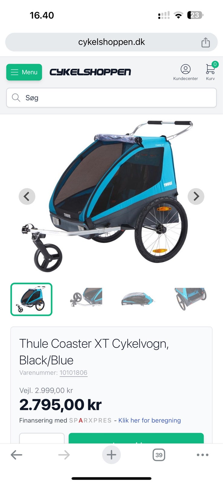 Thule Coaster XT cykelvogn, Thule