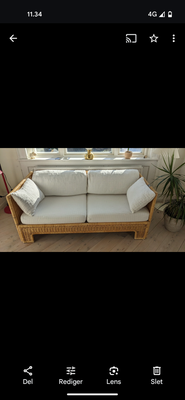 Sofa, bambus, 2 pers., 150 x 71 x 62 cm

Stoffet er aftagelig. Bomuld. Slidt.