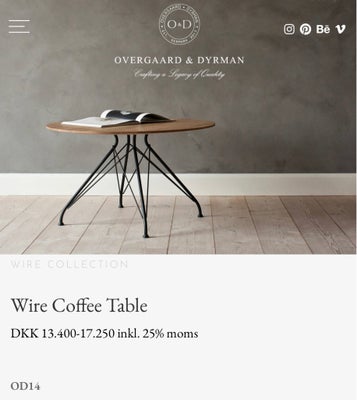 Anden arkitekt, Wire Coffee Table   - OD14, Sofabord, Vi sælger vores smukke sofabord fra Overgaard 