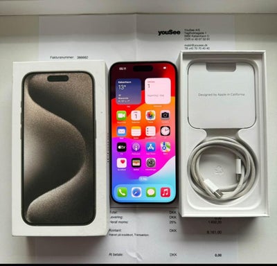 iPhone 15 Pro, 128 GB, grå, Perfekt,  Iphone 15 Pro i grå med 128gb Fin stand og alt virker som den 