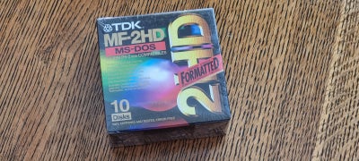 Floppy disk, TDK MF-2HD, Perfekt, 10 nye, uåbnede disketter til MS-DOS / IBM