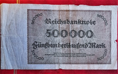 Vesteuropa, sedler, 500000, 1923, TYSKLAND DEUTSCHLAND GERMANY Fünfhunderttausend 500000 MARK 1923 J