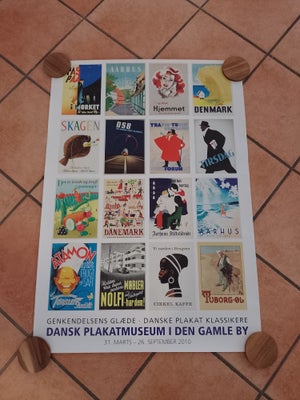 Plakat, Diverse, motiv: Danske plakatklassikere, b: 70 h: 100, En collage med 16 forskellige, klassi