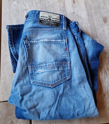 Jeans, Replay, str. 31, Blå, 100% bomuld, God men brugt, Trashed jeans
Længde 32
Mindre røde detalje