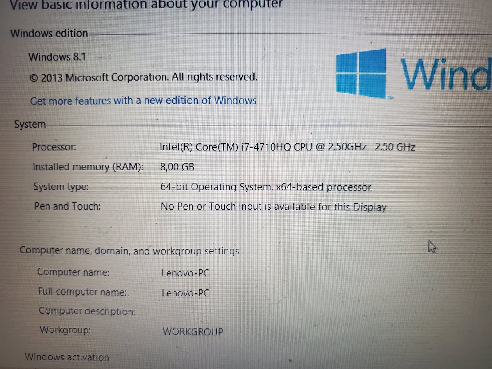 Lenovo Y50-70, 8 GB ram, 1000 GB harddisk