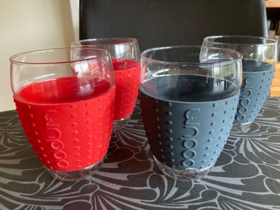 Glas, Kaffeglas, Bodum, Bodum Pavina glas (varmeafvisende borsilikatglas) med siliconebånd. Ø8cm, H: