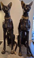 Ældre rustikke egyptiske katte figurer, Messing, 30 år gl.