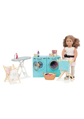 Dukkemøbler, Our Generation, Sæt med både vaskemaskine og tørretumbler og en masse tilbehør:

- Stry