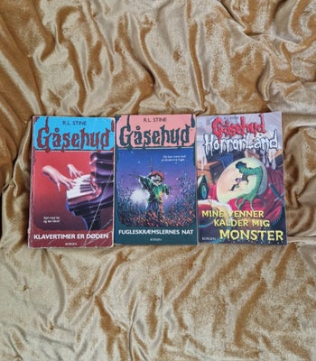 Gåsehud, R. L. Stine, genre: gys, 3 stks gåsehud bøger af R. L. Stine

- Klavertimer er døden
- Fugl