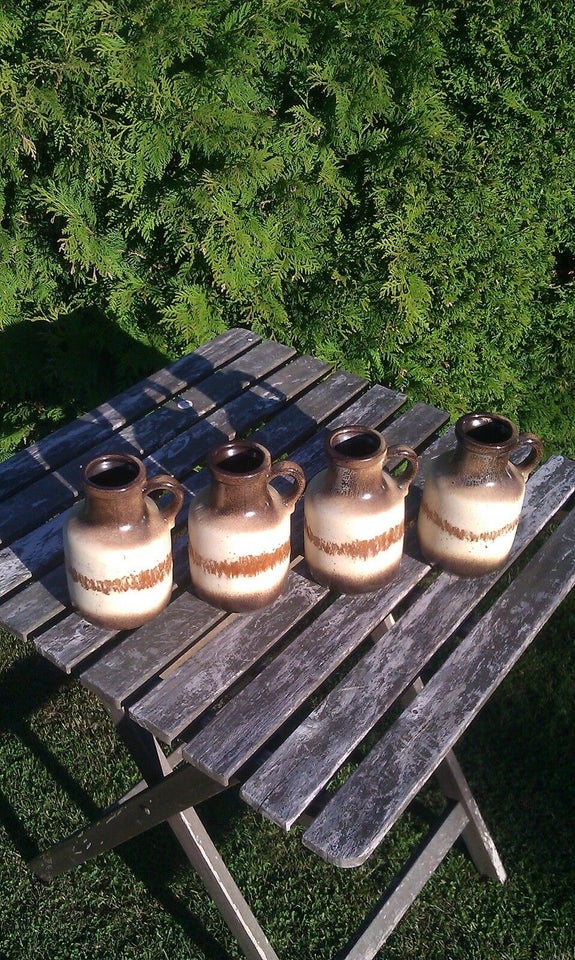 Keramik, Sæt: 4x vaser, brunlige