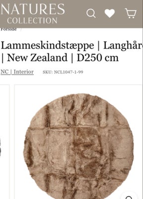 Lammeskinds tæppe, Nature collection, Nature collection lammeskinds tæppe 
Ø 250 rundt 
Brugt men su