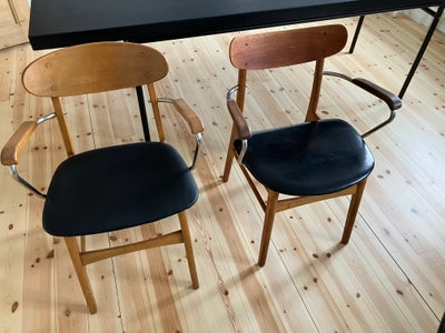 Anden arkitekt, stol, designstole i teak/eg og stål. Fin stand. 650,- pr. stk. Begge to for 1200,-. 