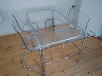 Spisebord m/stole, Andet, Stole er fra Ikea. Glasbord købt