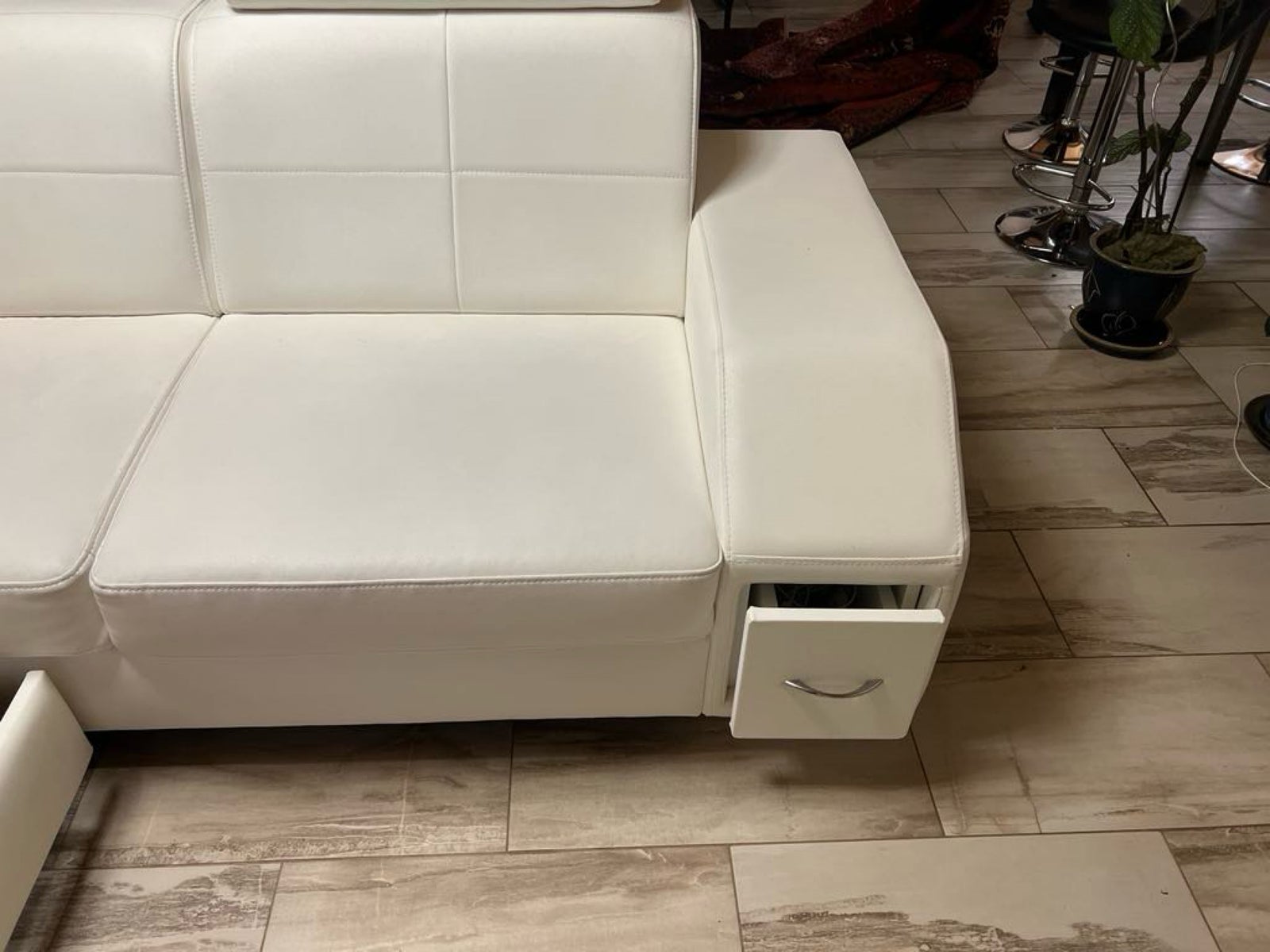 Sofa, læderlook, anden størrelse