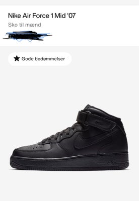 Sneakers, Nike, str. 43,  Sort,  Læder,  God men brugt, Sorte Nike Air Force one høj model med rem o