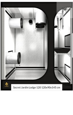 Andet, b: 90 l: 120 h: 145, Grotelt - Sælger dette Secret Jardin - Lodge Dark room L120 telt. 
Måler
