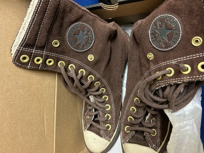 Sneakers, str. 39, Converse All Star,  Brun,  Ruskind ,  God men brugt, Brune læder high-top sneaker