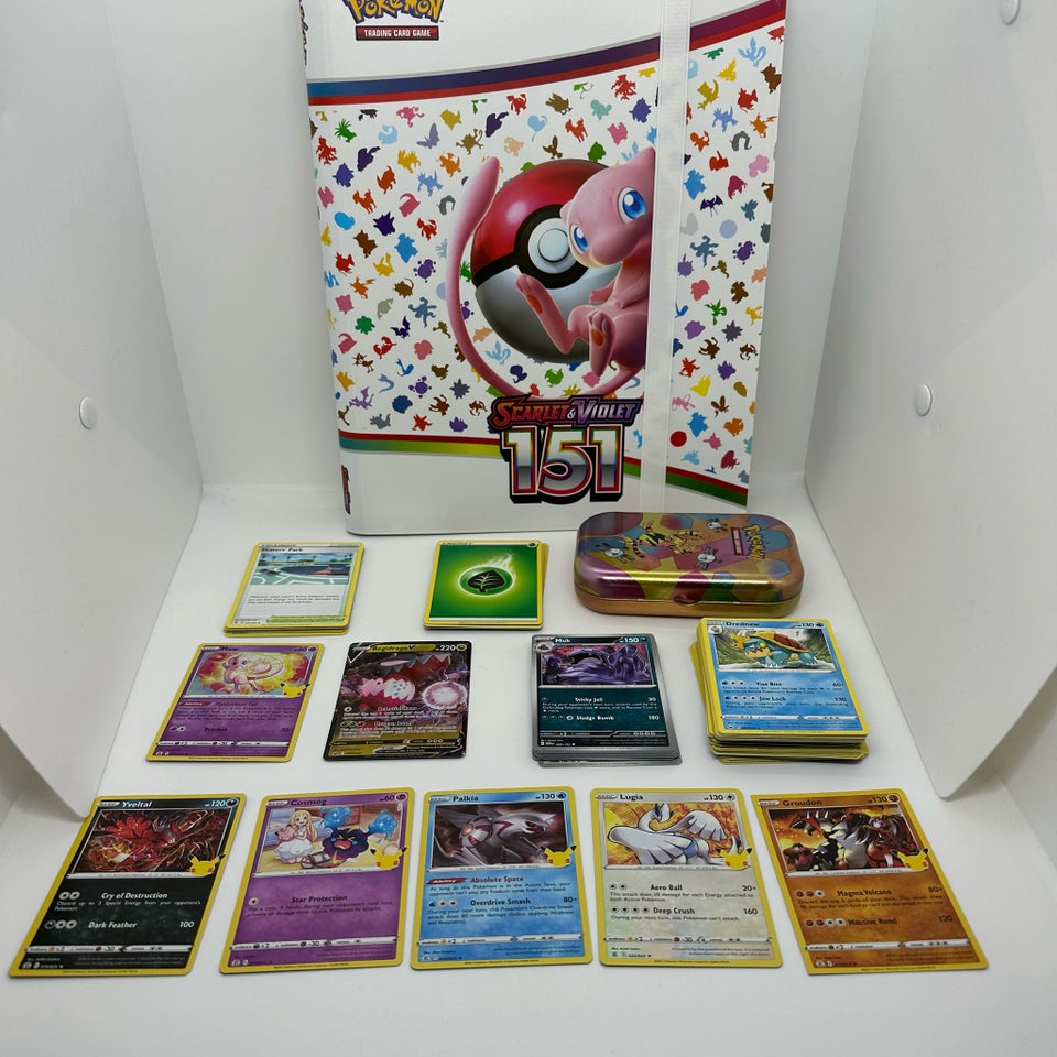 Samlekort, Ny Mew Mappe + mange forskellige pokemonkort ,