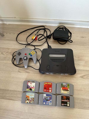 Nintendo 64, Nintendo 64 med spil, Rimelig, Nintendo 64 med 1 controller og 6 spil. inkl alle kabler