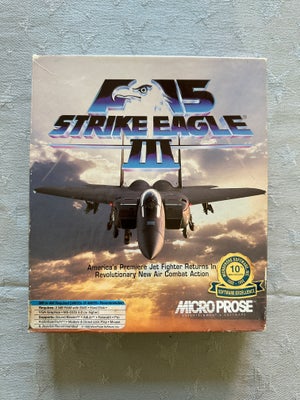 F-15 Strike Eagle III, til pc, simulation, Flysimulator fra MicroProse, udgivet i 1992.

US big box 