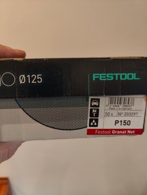 Tilbehør til elværktøj, Festool, Slibepapir ø125. 50 stk I pakken, korn str P150.
Festool vare nr. 2