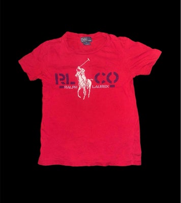 T-shirt, Ralph Laure t-shirt 116 bluse trøje rød hvid hest, Ralph Laure t-shirt 116 bluse trøje rød 