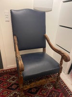 Egetræs stol med mørkeblåt læder) , b: 62 d: 56 h: 113
