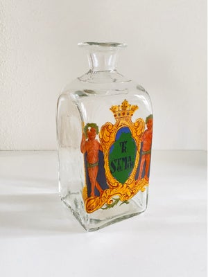 Glas, Apoterkerglas , Holmegaard, Håndlavet apotekerflaske fra Holmegaard med teksten Stomach, altså