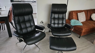 Læderlænestol, læder, Stressless  London, To flotte stressless lænestole mærke London  sælges  de er