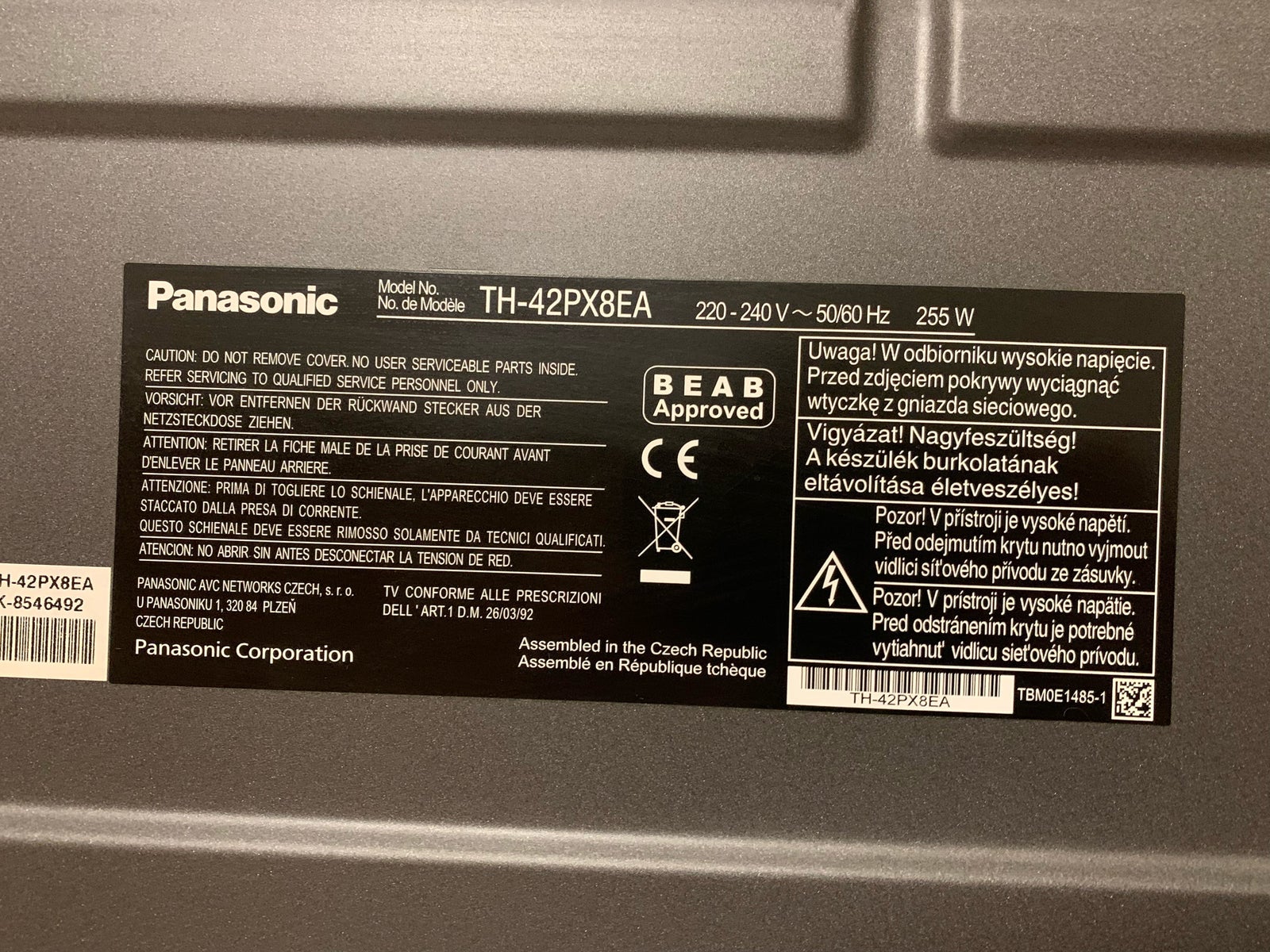 Plasma, Panasonic, TH-42PX8EA