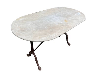 Havebord, GODIN made In France, Støbejerns Ben, Marmor, Et antikt fransk have- eller bistro bord med