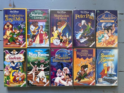 Tegnefilm, Disney Classics, 10 stk Disney klassiske VHS film….samlet kun