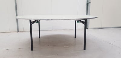 Spisebord, Spån med metalkant, b: 200 l: 200, Runde borde med klapstel, 4 ben. Bordplade med metal k