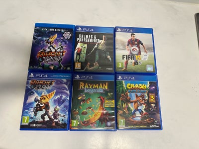 Crash Bandicoot, FIFA, Sherlock Holmes, Rayman, PS4, Spil til Playstation 4 sælges. 
150 kr. stykket