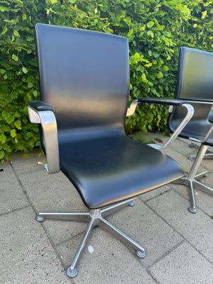 Arne Jacobsen, Oxford , Kontorstol i sortlæder med armlæn, Sælger 6 stk. Arne Jacobsen Oxford stole 