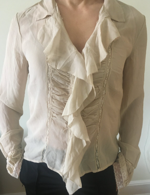 Bluse, Donna Karan NY, str. 38, cremefarvet, 100% silk, Næsten som ny, 4 kopper fra Royal Copenhagen