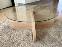 Lille sofabord - glas; massivt træ - 75 cm