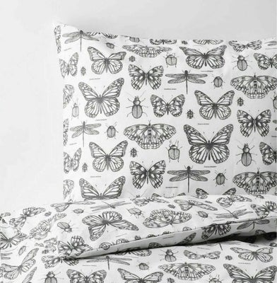 Sengetøj, Sødt IKEA Sommarmalva sengetøj - enkelt persons sengesæt med sort/hvid sommerfugle og inse