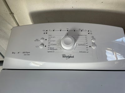 Whirlpool vaskemaskine, awe 5080, topbetjent, 800 omdr./min., energiklasse A++, b: 40 d: 60 h: 90, W