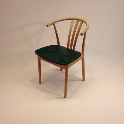 Spisebordsstol, formspændt træ og grøn kuvertflet papirflet, Klassiske komfort stole armstole, Spise