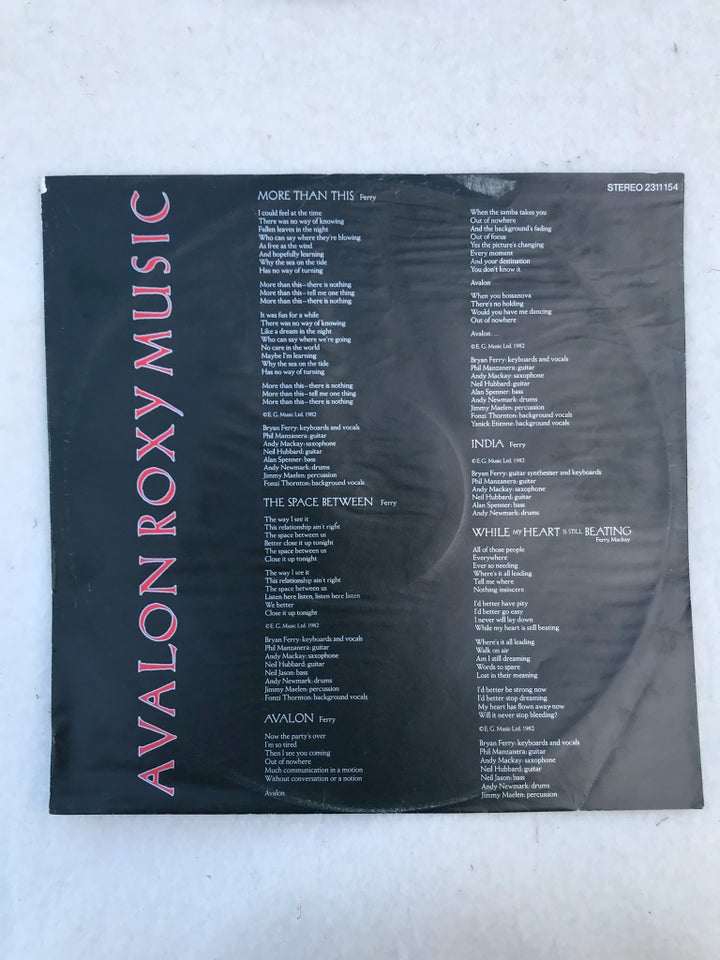 LP, Roxy Music, Avalon